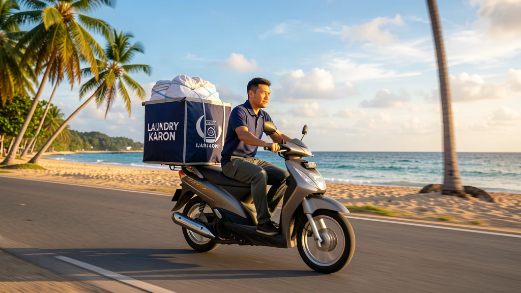 Laundry Karon rider collecting a bag from a hotel near Karon Beach